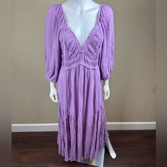 NWOT $128 Free People Lilac You’re A Jewel Maxi Dress PTP- 15” to 19” Medium - Picture 8 of 11